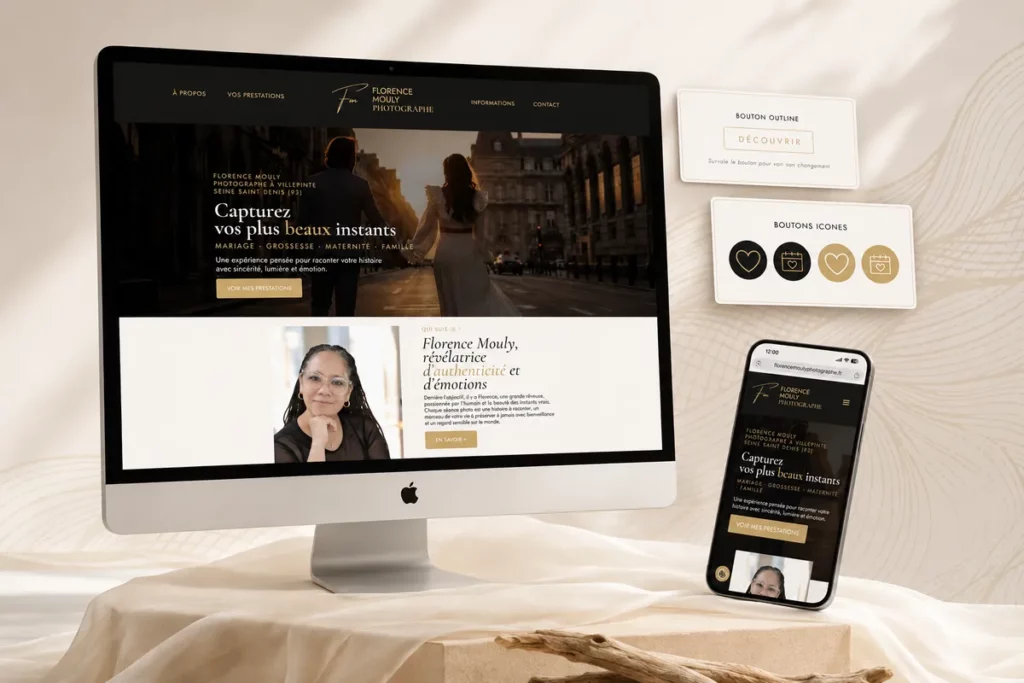 mockup d'un site pour une photographe version desktop et mobile